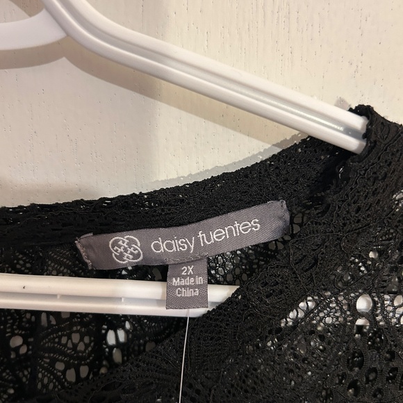 NWT Daisy Fuentes Size 2X Black Lace Long-sleeve Blouse - Picture 7 of 9